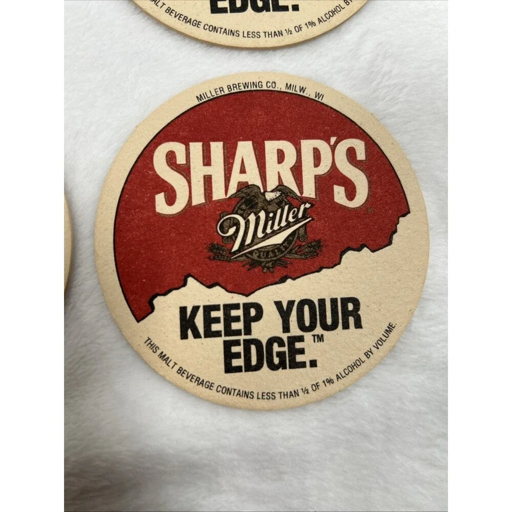 Vintage Miller’s Sharp Round Beer Coaster 4 Inch Keep Your Edge Bundle Of 4